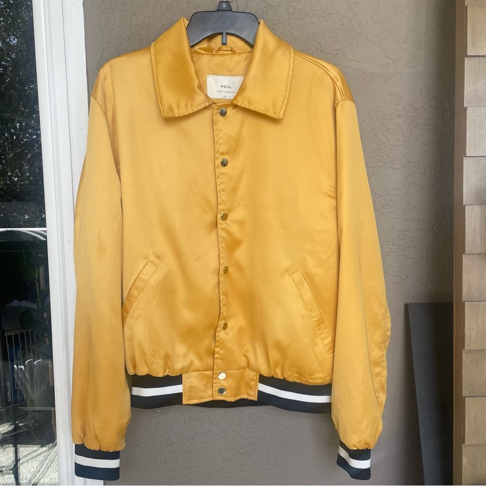 WEIV LA Size Small Gold Satin Varsity Bomber Jacket
